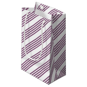 Mauve purple and white five stripes pattern small gift bag