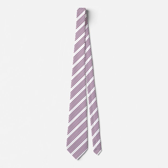 Mauve purple and white five stripes pattern tie (Front)
