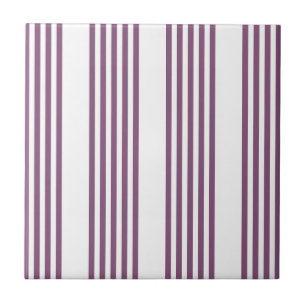 Mauve purple and white five stripes pattern tile