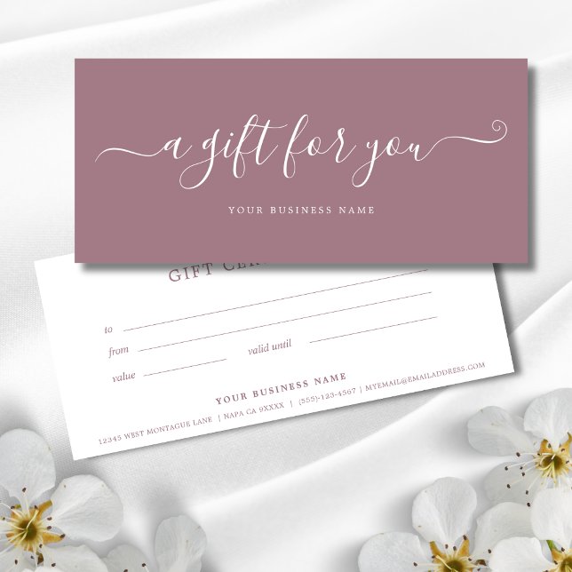 Mauve Purple Business Gift Certificate Elegant (Mauve Business Gift Certificate )