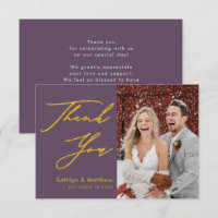 Mauve Purple Elegant Gold Script Modern Wedding