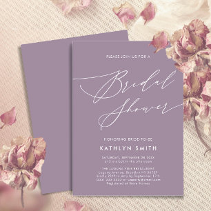 Mauve Purple Elegant Script Modern Bridal Shower Invitation