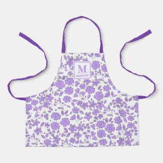 mauve purple Floral Monogrammed Apron