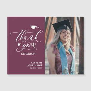 Mauve Purple Minimalist Photo Graduation Thank You