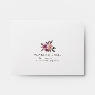 Mauve purple & mulberry floral rustic wedding RSVP Envelope