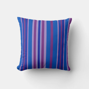 Mauve, Purple, Navy, Blue Deckchair Stripes Throw Pillow