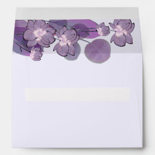 Mauve purple periwinkle floral watercolor   envelope