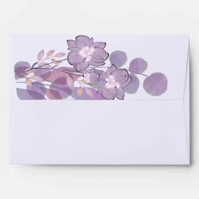 Mauve purple periwinkle floral watercolor  envelope (Back (Top Flap))