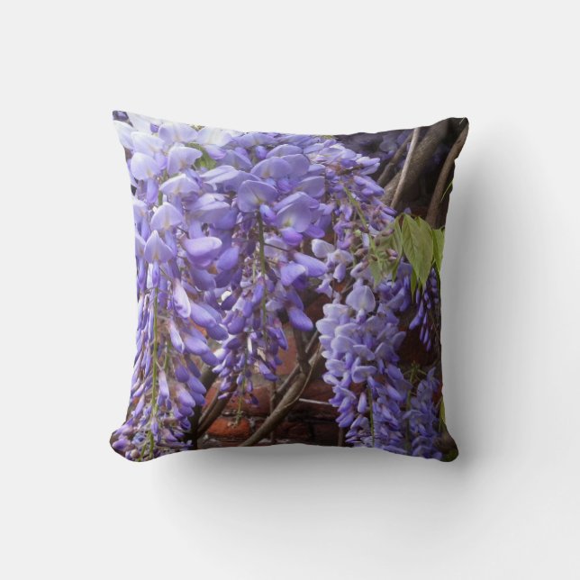 Mauve, Purple Wisteria Throw Pillow (Front)