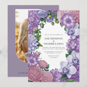 Mauve Quartz, Dusty Peony & Frosted Lilac Wedding Invitation