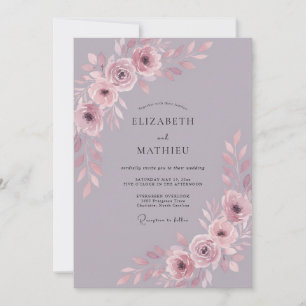 Mauve Radiant Botanical Wedding Invitation