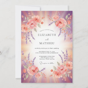 Mauve Radiant Sunset Wedding Invitation