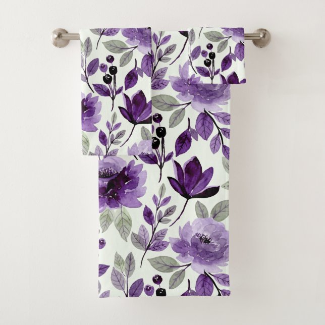Mauve Rich Purple Trendy Mint Bath Towel Set (Insitu)