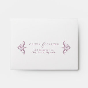 Mauve romantic vintage wedding RSVP Envelope