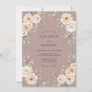 Mauve Rose Blossom Wedding Invitation