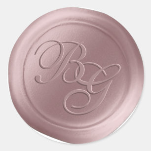 Mauve rose calligraphie Monogramme Stickers cire