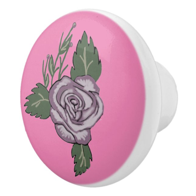 Mauve Rose Ceramic Knob (Right)