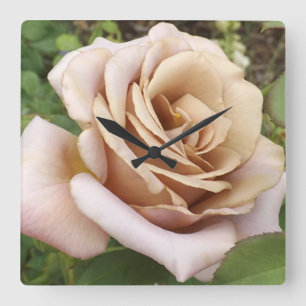 Mauve Rose Square Wall Clock