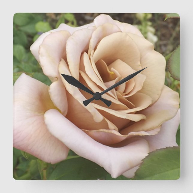 Mauve Rose Square Wall Clock (Front)
