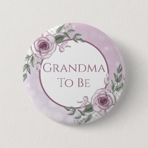 Mauve Roses, Grandma to be, Baby Shower   2 Inch Round Button