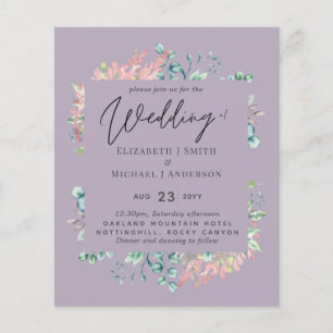 Mauve Sage Rose Gold Leaves Wedding Invites Budget