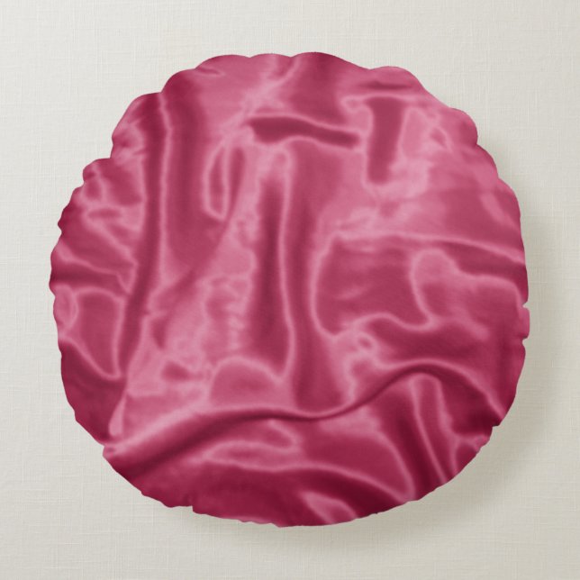 Mauve Satin-Round Throw Pillow (Front)