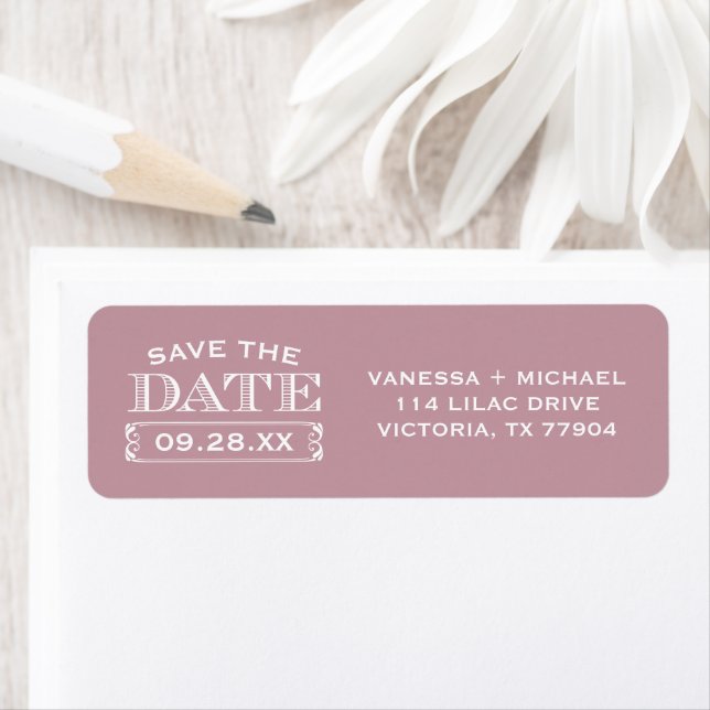 Mauve Save the Date Wedding Return Address (Insitu)