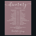 Mauve Schedule Wedding Itinerary Timeline<br><div class="desc">This stylish mauve and white wedding itinerary schedule timeline can be personalized with your wedding details in chic lettering on a dusty blue background. Designed by Thisisnotme©</div>