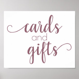 Mauve Script   Dusty Pink Card and Gift Table Sign