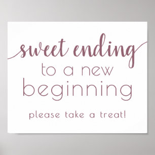 Mauve Script   Dusty Pink Rose Sweet Dessert Sign