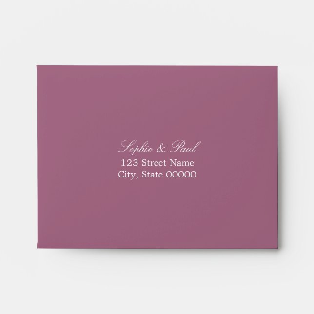 Mauve Self Addressed RSVP Envelope (Front)