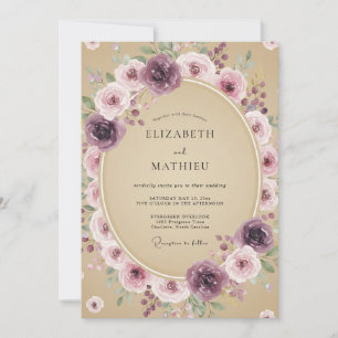 Mauve Serene Rustic Wedding Invitation