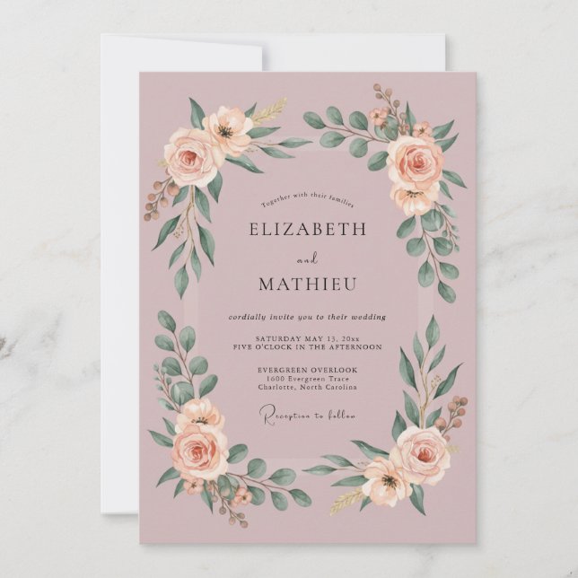 Mauve Serene Spring Wedding Invitation (Front)