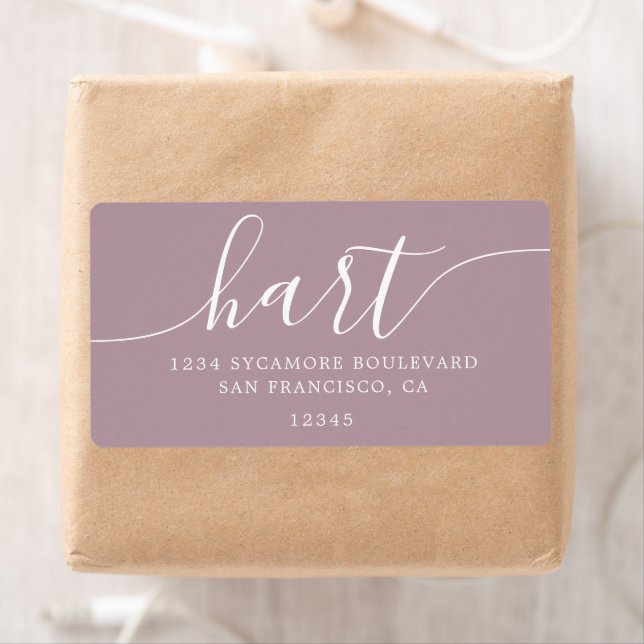 Mauve Shadows Modern Script Famille Adresse de ret (En situation)