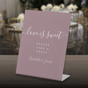 Mauve Signature Script Love Is Sweet Favour Pedestal Sign