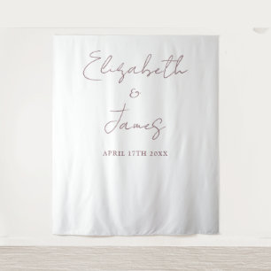 Mauve Simple Elegant Script Wedding Photo Backdrop Tapestry