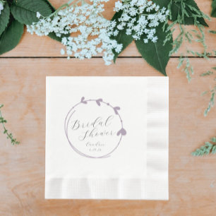 Mauve Simple Heart Wreath Bridal Shower Napkin