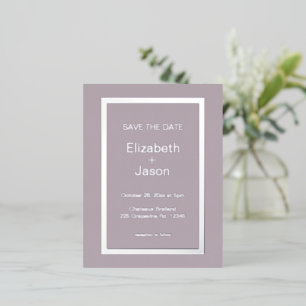 Mauve Simple Wedding Save The Date Silver Foil Invitation Postcard