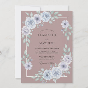 Mauve Slate Peony Wedding Invitation