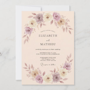 Mauve Soft Blossom Romance Wedding Invitation