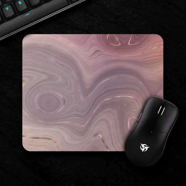 Mauve Strata | Dusty Pink and Rose Gold Agate Mouse Pad (Creator Uploaded)