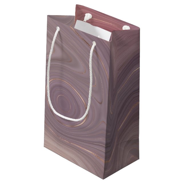 Mauve Strata | Dusty Pink and Rose Gold Agate Small Gift Bag (Back Angled)