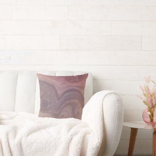 Mauve Strata   Dusty Pink and Rose Gold Agate Throw Pillow