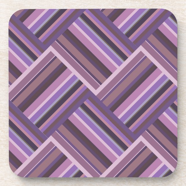 Mauve stripes diagonal weave pattern coaster (Front)