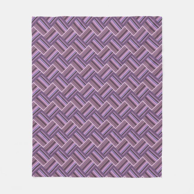 Mauve stripes diagonal weave pattern fleece blanket (Front)