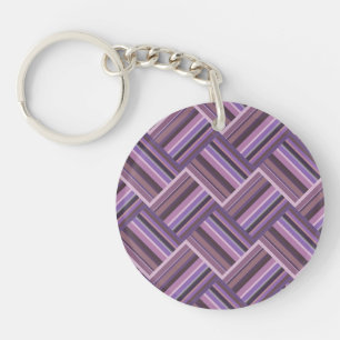 Mauve stripes diagonal weave pattern keychain