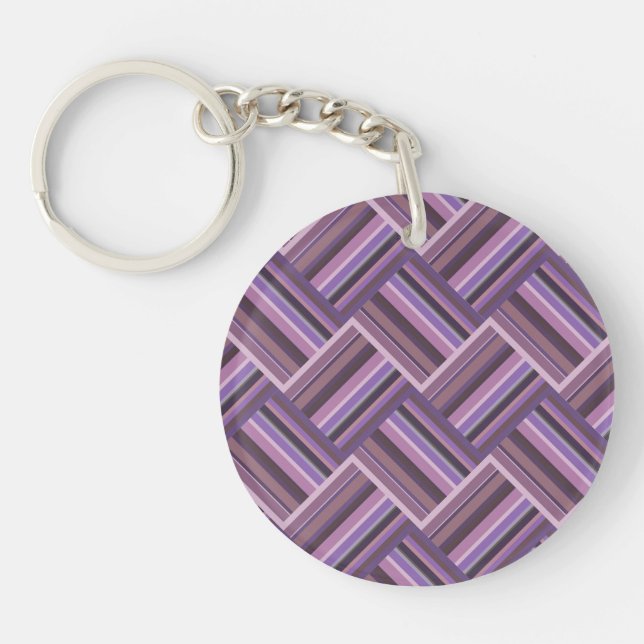 Mauve stripes diagonal weave pattern keychain (Front)