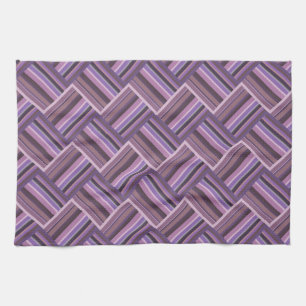 Mauve stripes diagonal weave pattern kitchen towel