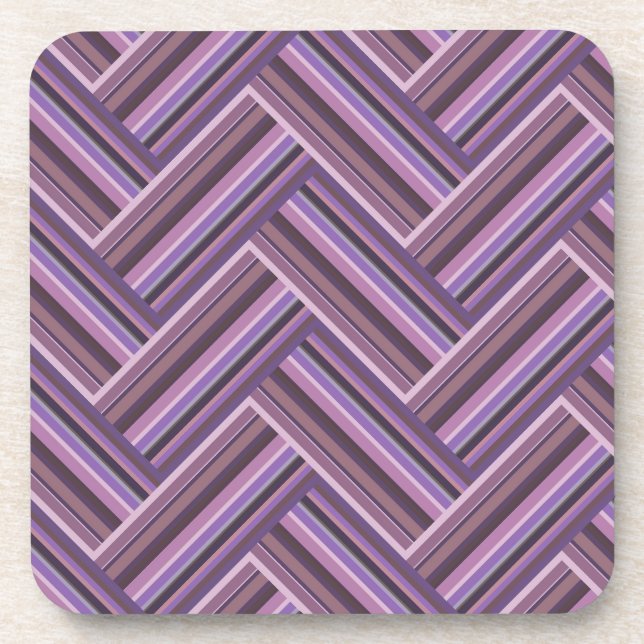 Mauve stripes double weave pattern coaster (Front)