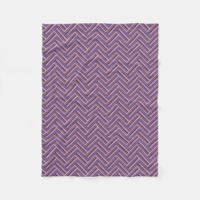 Mauve stripes double weave pattern fleece blanket (Front)